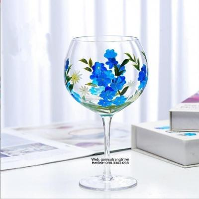 LY RƯỢU VẼ TAY HỌA TIẾT 4 MÙA